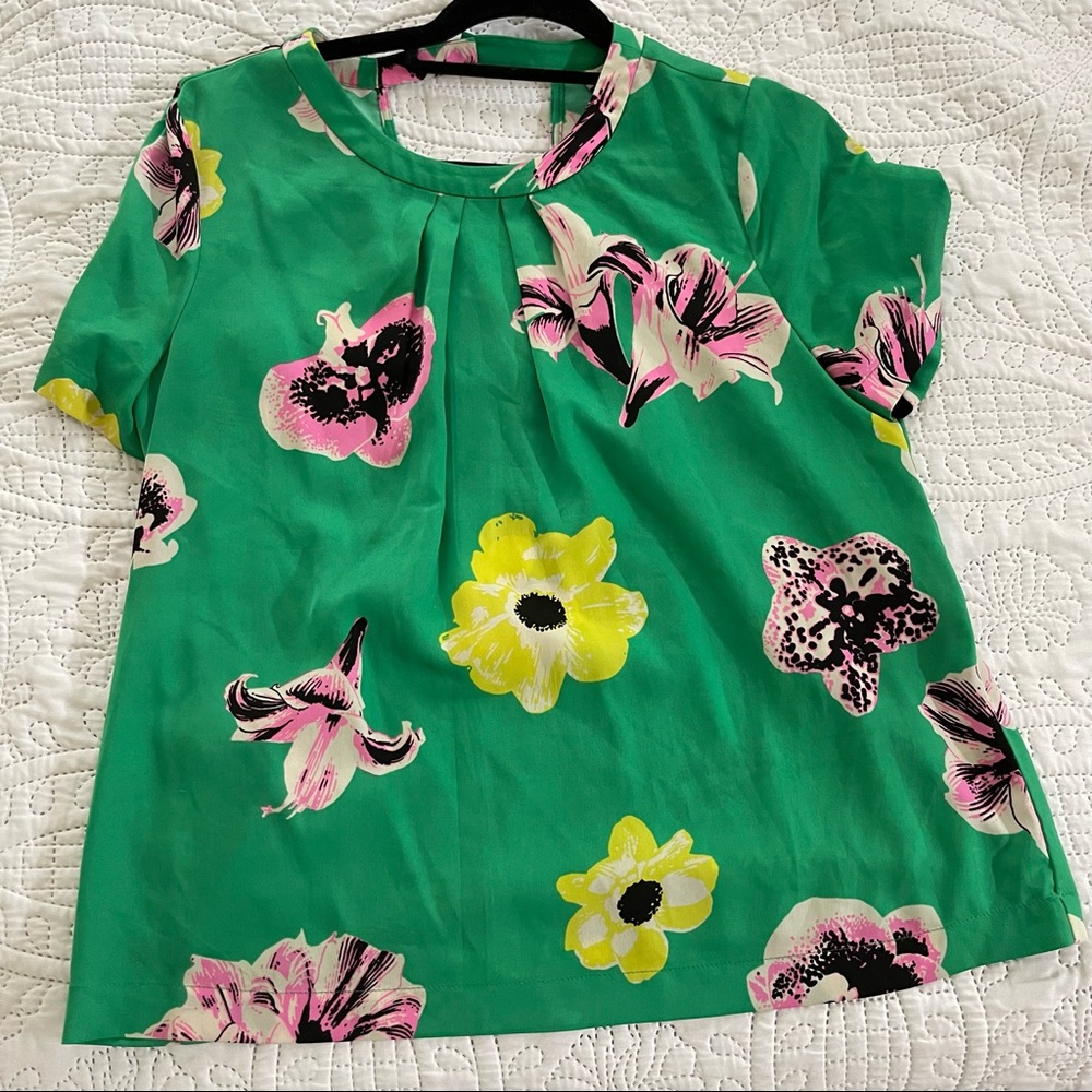 J Crew flower shirt blouse top